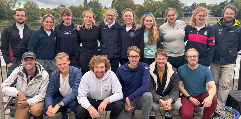 Senior crews with coaches at Pairs Head